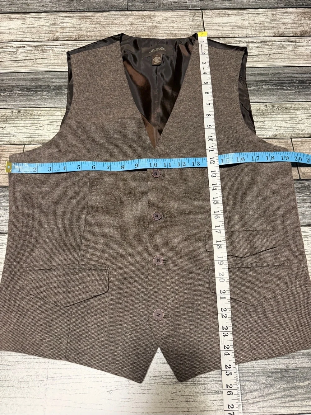 Tasso Elba Suit Vest Men’s M Brown Button Front Cotton Blend